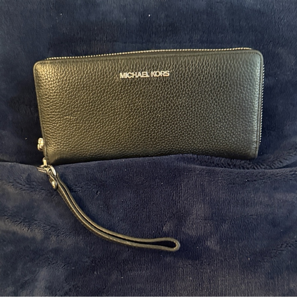 Michael Kors Black Pebbled Leather Wristlet